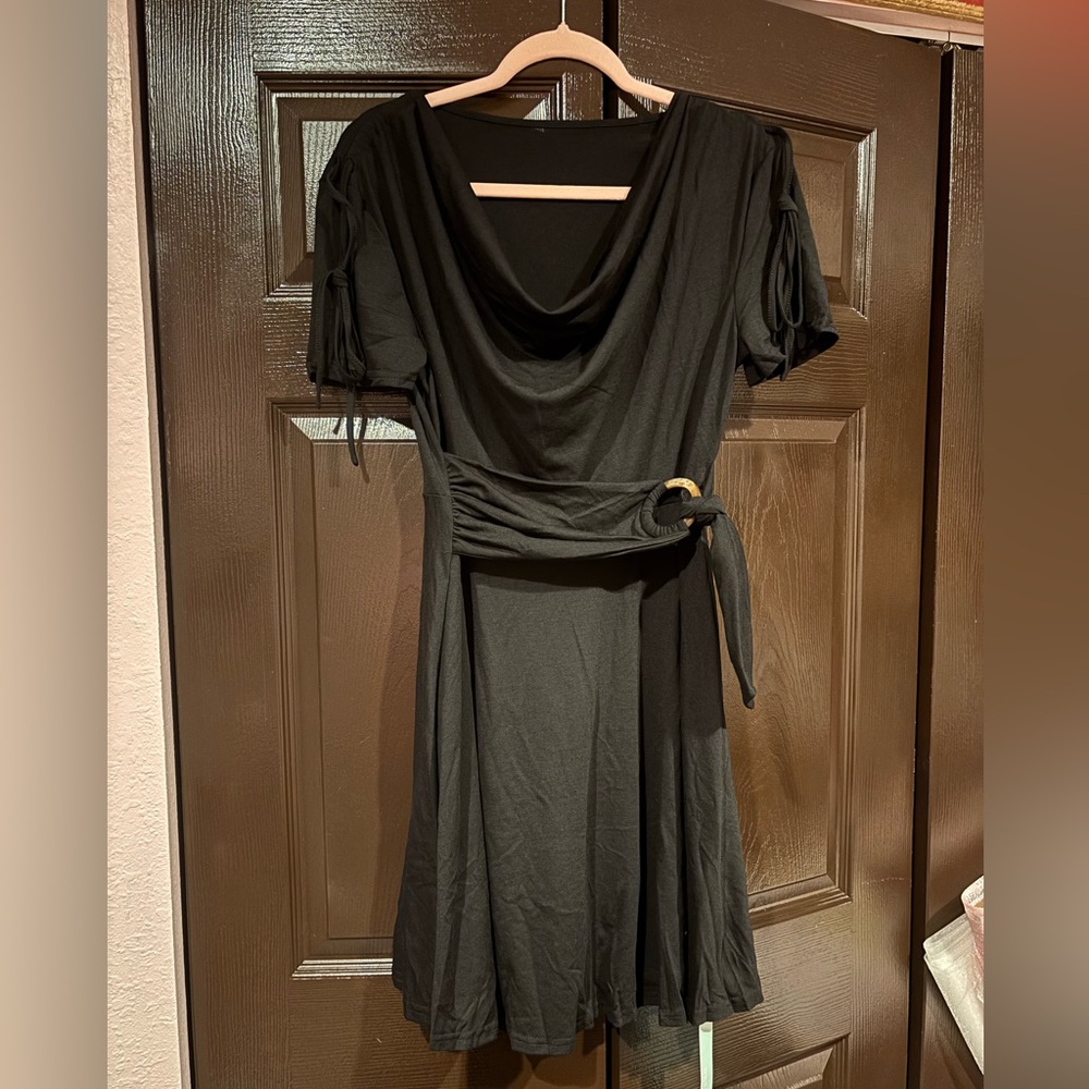 NWT Black A-line Dress with Belt
